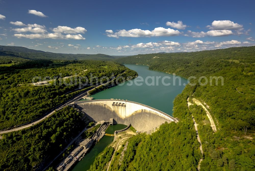 Cernon from above - Dam at hydroelectric power station on the river Lain Le Barrage de Vouglans in Cernon in France