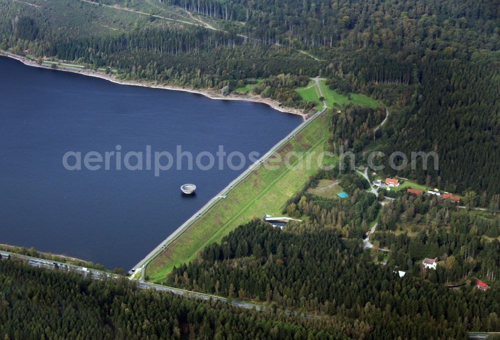 Aerial photograph Langelsheim - Dam of the hydroelectric power plant in Langelsheim in Lower Saxony