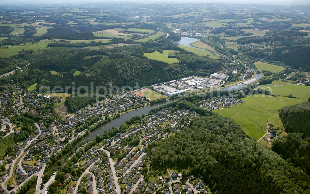 Aerial image Engelskirchen OT Ehreshoven - View of the barrier lake Ehreshoven in Engelskirchen in the state of North Rhine-Westphalia