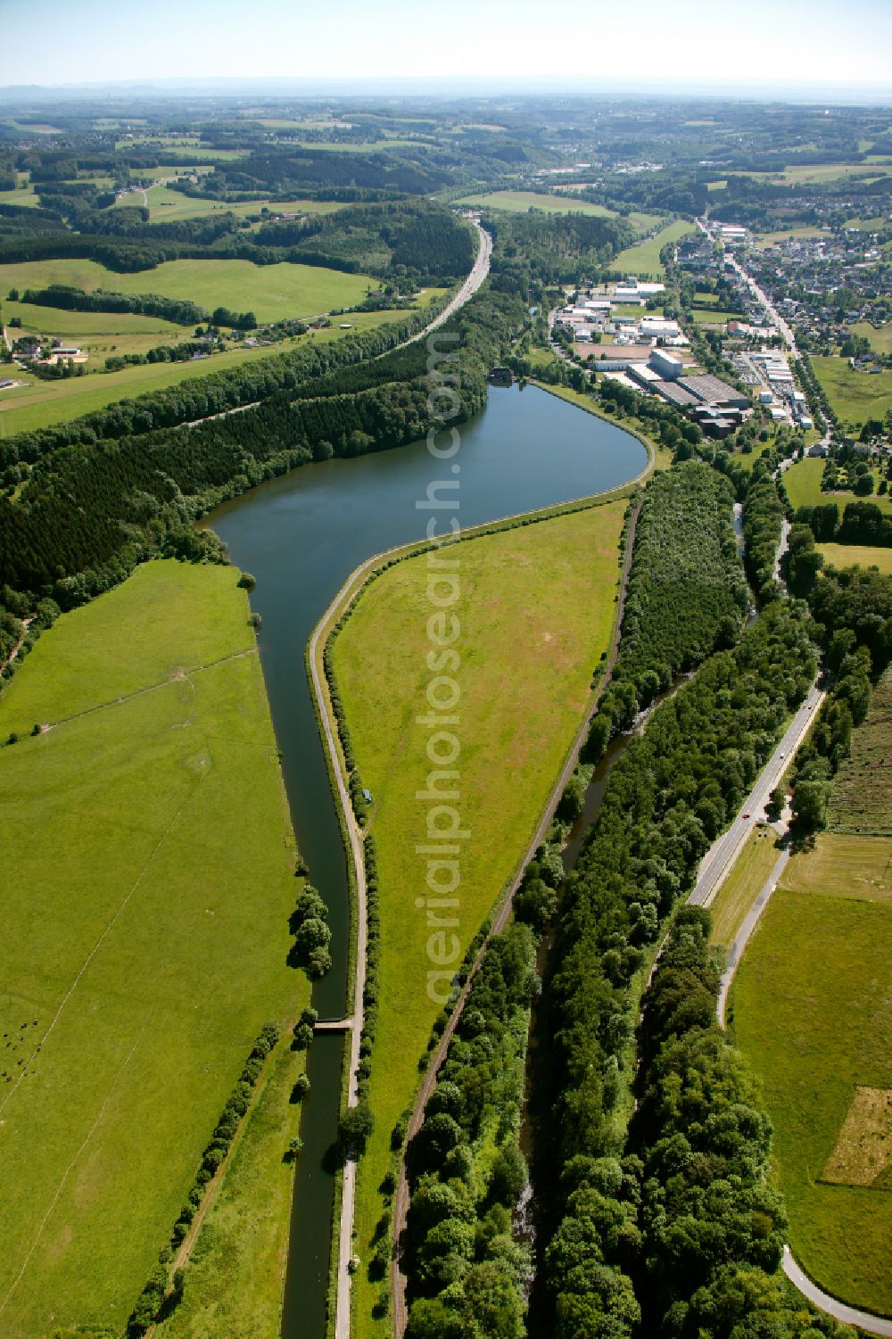 Engelskirchen OT Ehreshoven from above - View of the barrier lake Ehreshoven in Engelskirchen in the state of North Rhine-Westphalia