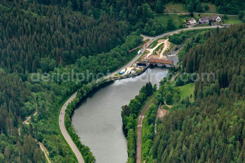 Forbach from the bird's eye view: Shore areas at the lake Murgtalsperre in Forbach in the state Baden-Wuerttemberg, Germany