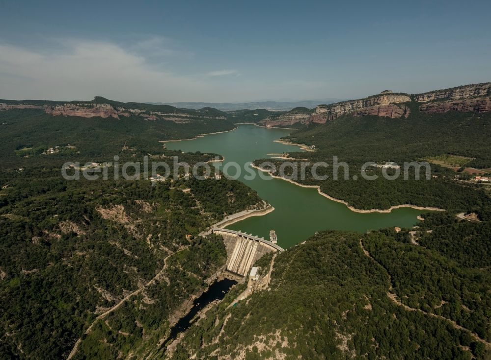 Vilanova de Sau from the bird's eye view: View of the barrier lake Panta de Sau near Vilanova de Sau in the Province of Barcelona in Spain