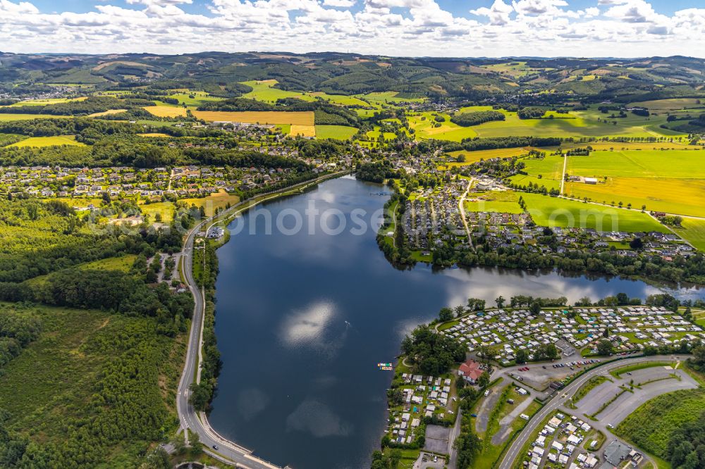 Aerial photograph Amecke - Shore areas at the lake Sorpesee in Amecke in the state North Rhine-Westphalia, Germany