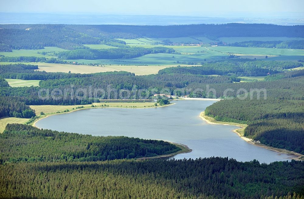 Aerial image Ilmenau - Reservoir and dam Heyda in Ilmenau in Thuringia