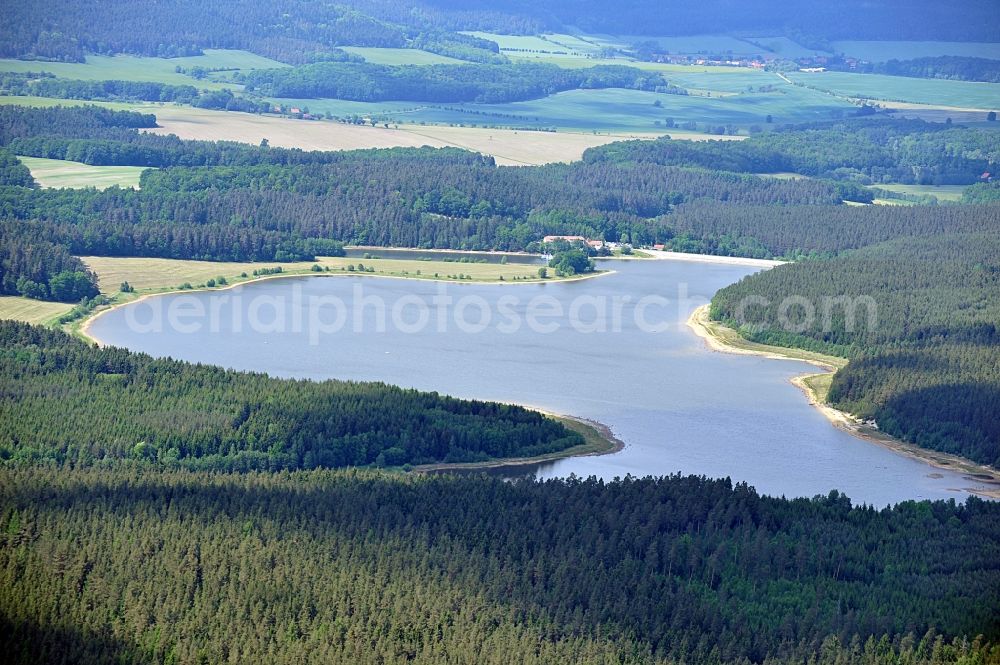 Aerial photograph Ilmenau - Reservoir and dam Heyda in Ilmenau in Thuringia