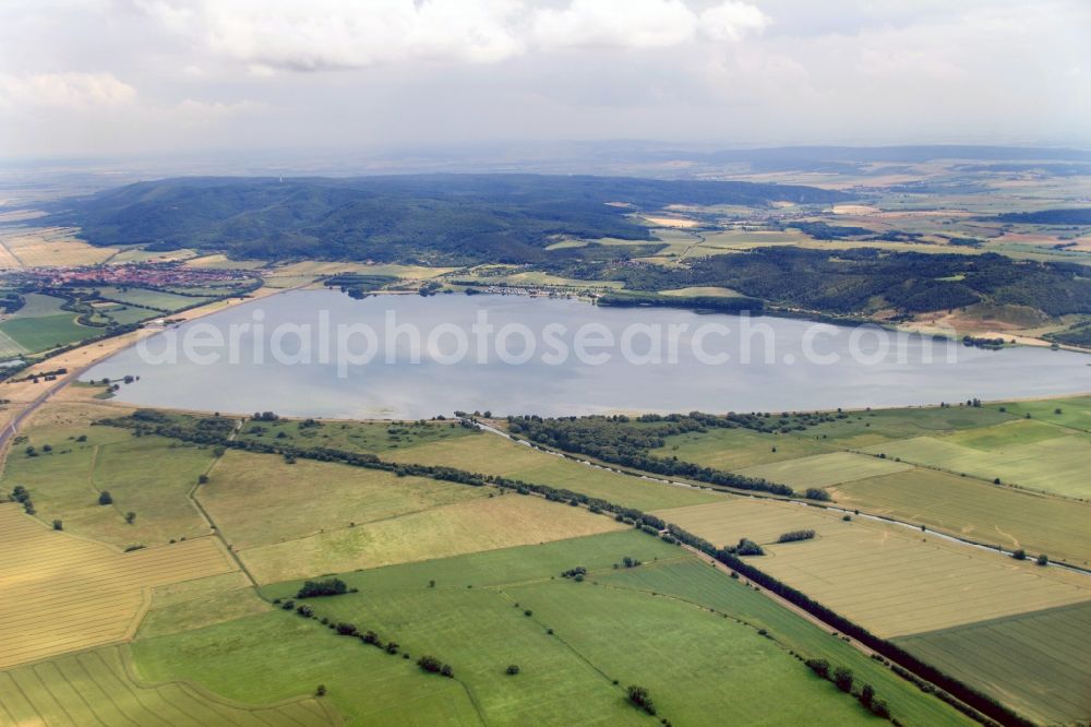 Kelbra from above - Reservoir and dam Kelobra in Saxony-Anhalt