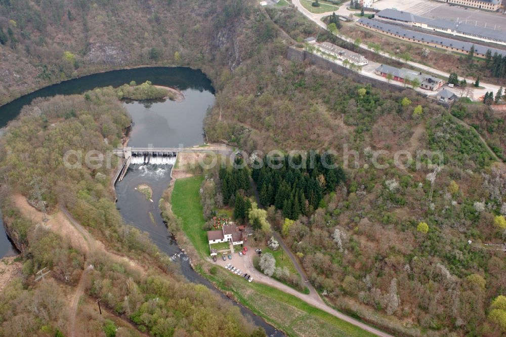 Aerial image Idar-Oberstein - Barrage on Idarbach in Idar-Oberstein in Rhineland-Palatinate