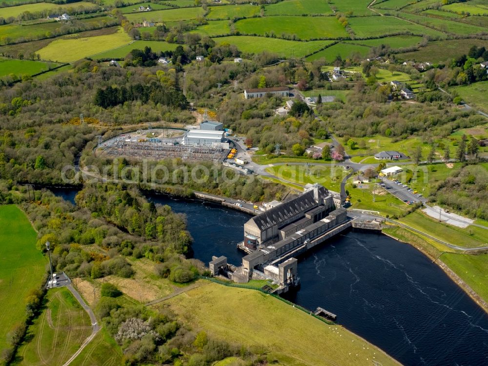 Aerial image Ardnacrusha - Weir on the banks of the flux flow Shannon in Ardnacrusha in Clare, Ireland