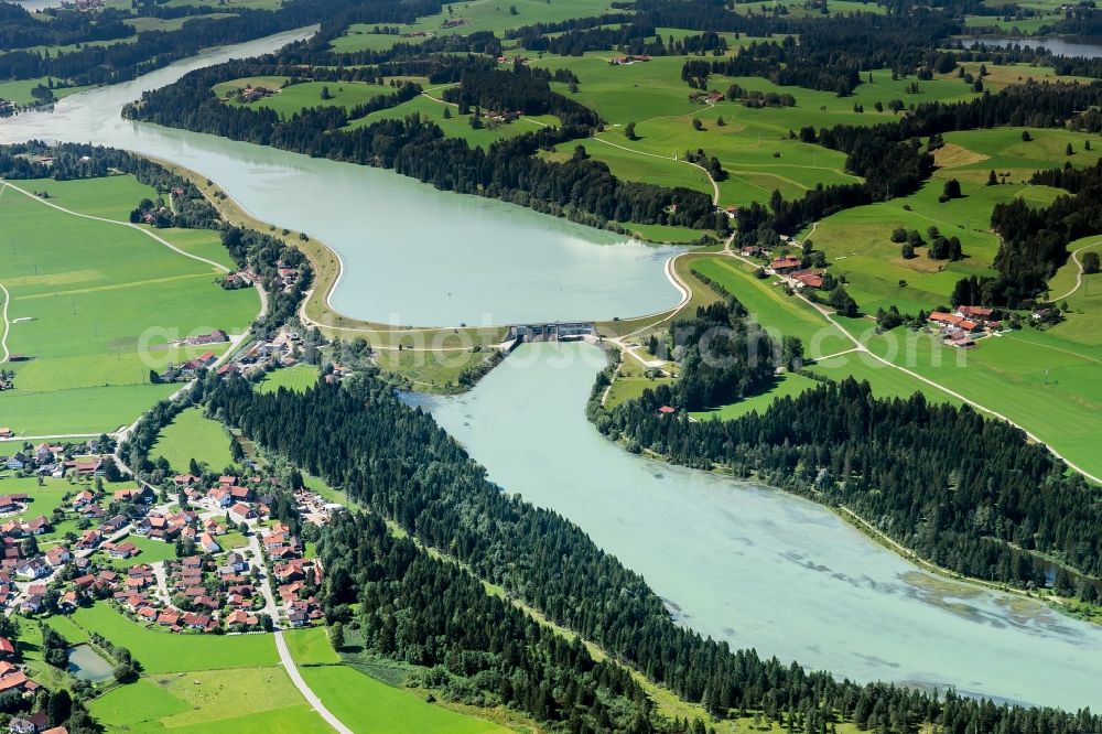 Prem from above - Riparian zones on the course of the river of Lech in the district Gruendl in Prem in the state Bavaria