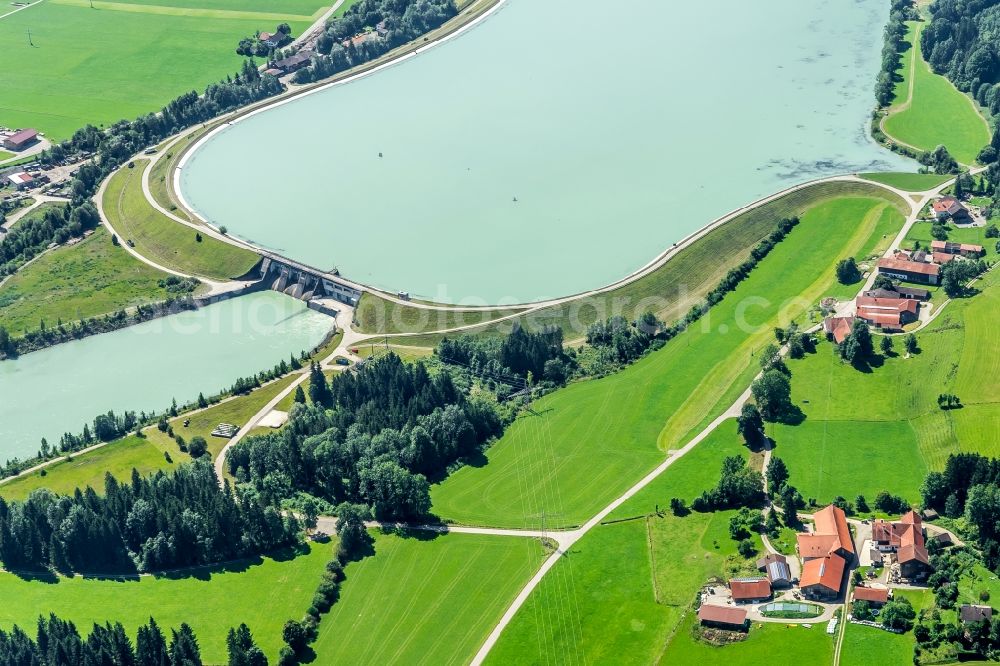 Prem from the bird's eye view: Riparian zones on the course of the river of Lech in the district Gruendl in Prem in the state Bavaria