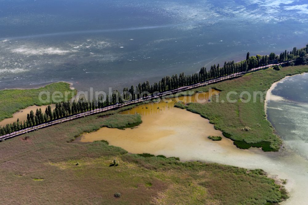 Reichenau from the bird's eye view: Bridge to the Island Reichenau on the Lake of Constance in Reichenau in the state Baden-Wuerttemberg