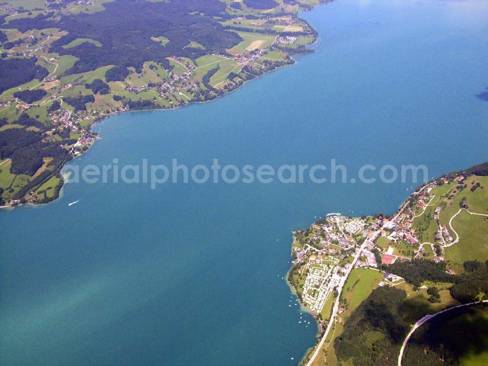 Aerial image Steinbach (Österreich) - Blick auf den Attersee (Kammersee) im Höllengebirge bei Steinbach in Oberösterreich