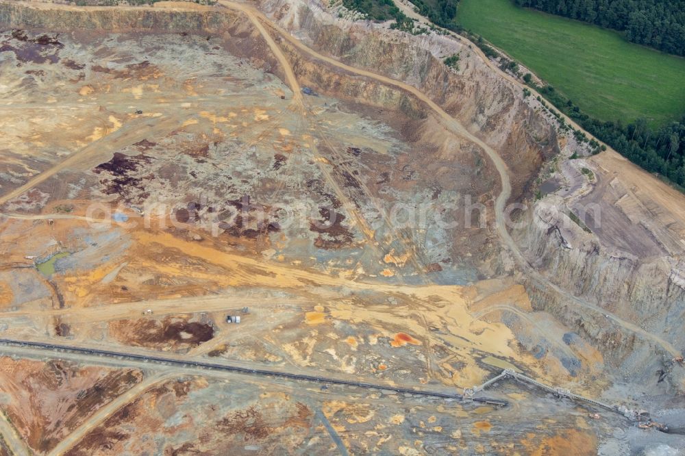 Aerial image Senftenberg - Quarry for the mining and handling of der BAG Koschenberg in Senftenberg in the state Brandenburg