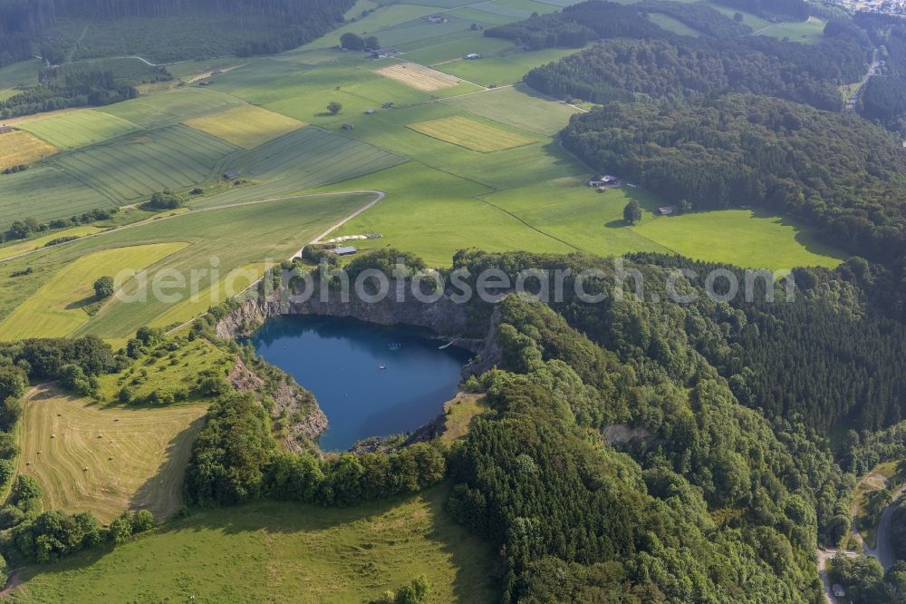 Brilon Messinghausen from the bird's eye view: Blue mountain lake near the district Messinghausen of the city Brilon in the state of North Rhine-Westphalia