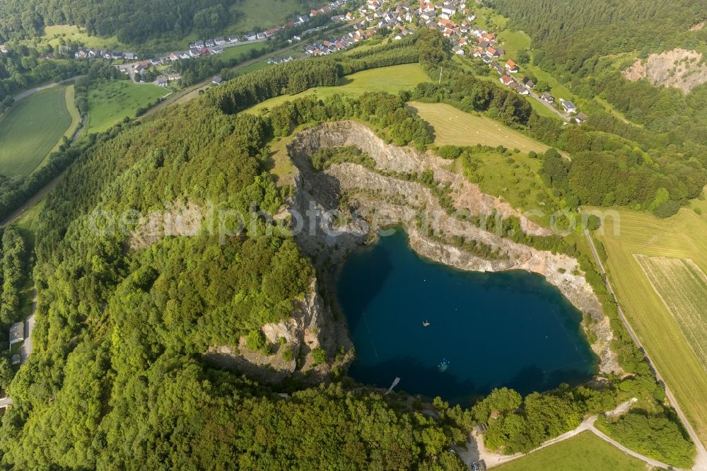 Brilon Messinghausen from the bird's eye view: Blue mountain lake near the district Messinghausen of the city Brilon in the state of North Rhine-Westphalia