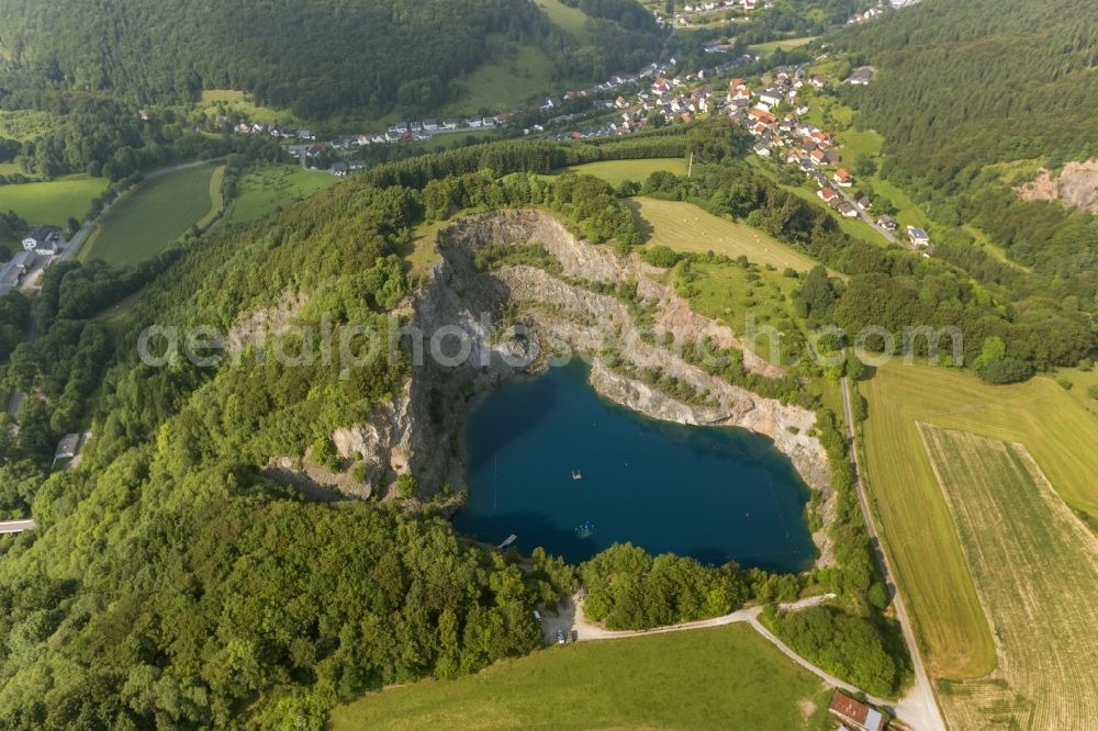 Aerial image Brilon Messinghausen - Blue mountain lake near the district Messinghausen of the city Brilon in the state of North Rhine-Westphalia