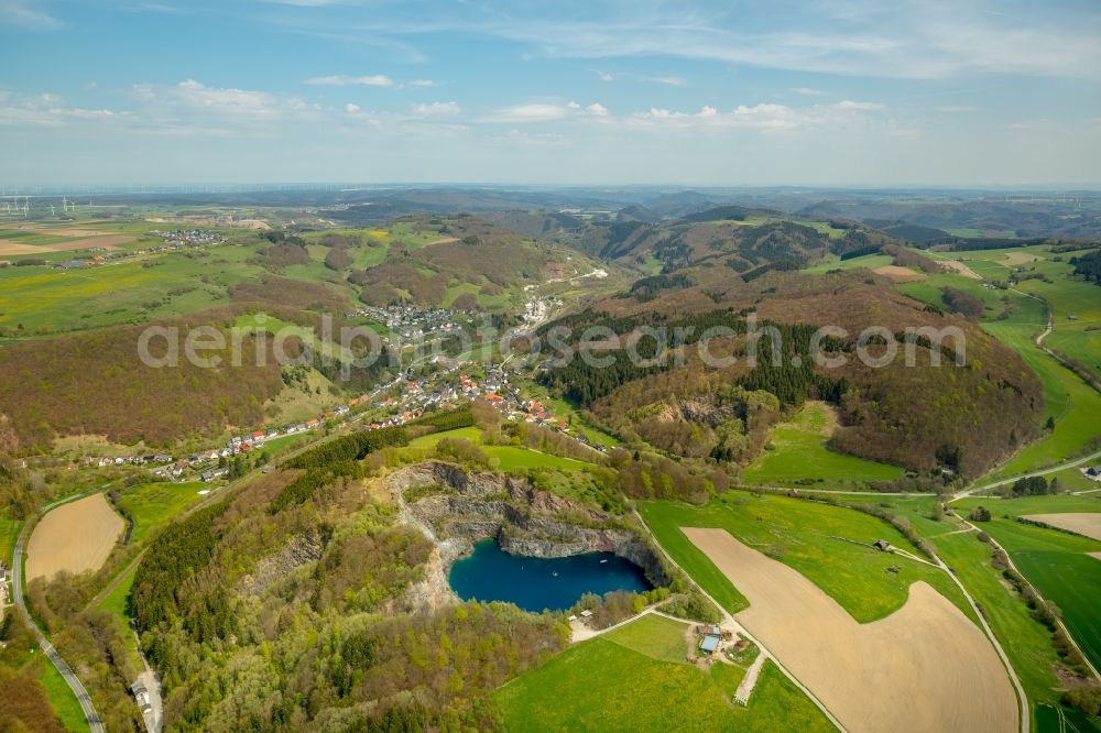 Aerial image Brilon - Blue mountain lake near the district Messinghausen of the city Brilon in the state of North Rhine-Westphalia