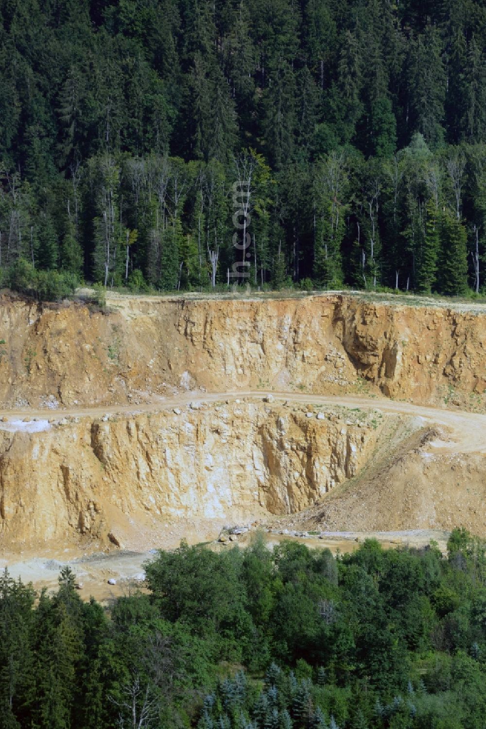 Aerial image Iggenhausen - Mining pit and quarry in a forest in the North of Iggenhausen in the state of Baden-Wuerttemberg