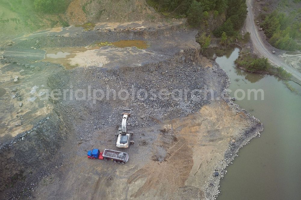 Enspel from the bird's eye view: Quarry Mountain Restricted in Enspel in the state Rhineland-Palatinate