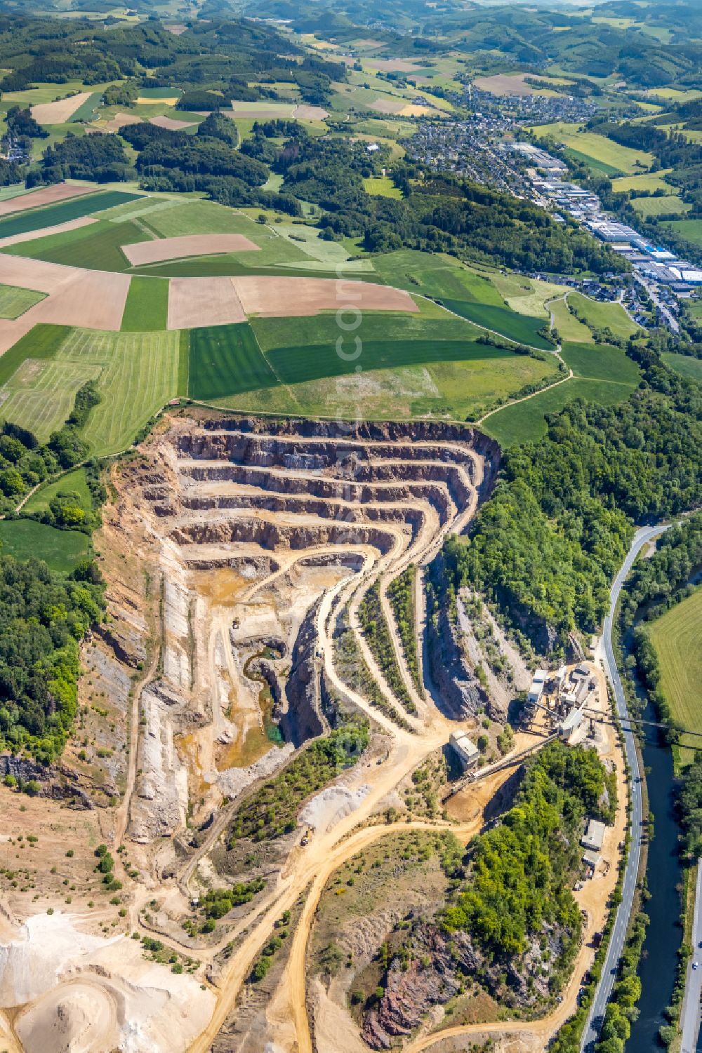 Aerial photograph Sporke - Quarry grevenbrueck for the mining and handling of sandstone in Sporke in the state North Rhine-Westphalia, Germany