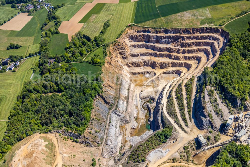 Sporke from above - Quarry grevenbrueck for the mining and handling of sandstone in Sporke in the state North Rhine-Westphalia, Germany