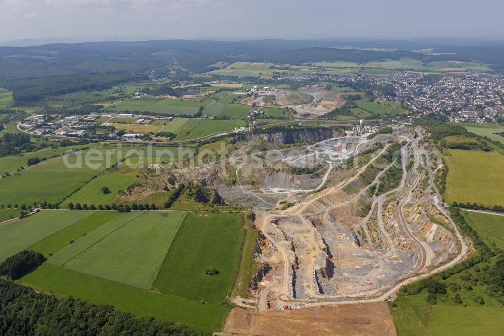 Warstein from above - High Lieth quarry near Warstein in North Rhine-Westphalia