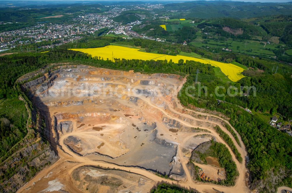 Hagen from above - Quarry for the mining of Hohenlimburger Kalkwerke GmbH in the district Hohenlimburg in Hagen at Ruhrgebiet in the state North Rhine-Westphalia, Germany