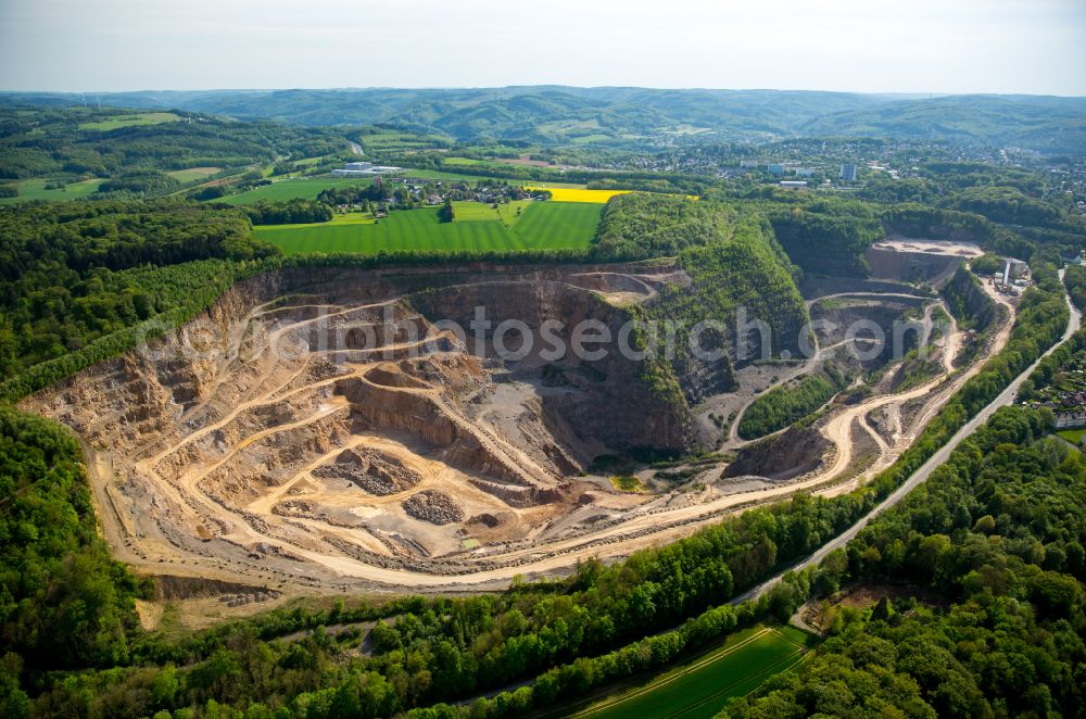 Hagen from above - Quarry for the mining of Hohenlimburger Kalkwerke GmbH in the district Hohenlimburg in Hagen at Ruhrgebiet in the state North Rhine-Westphalia, Germany