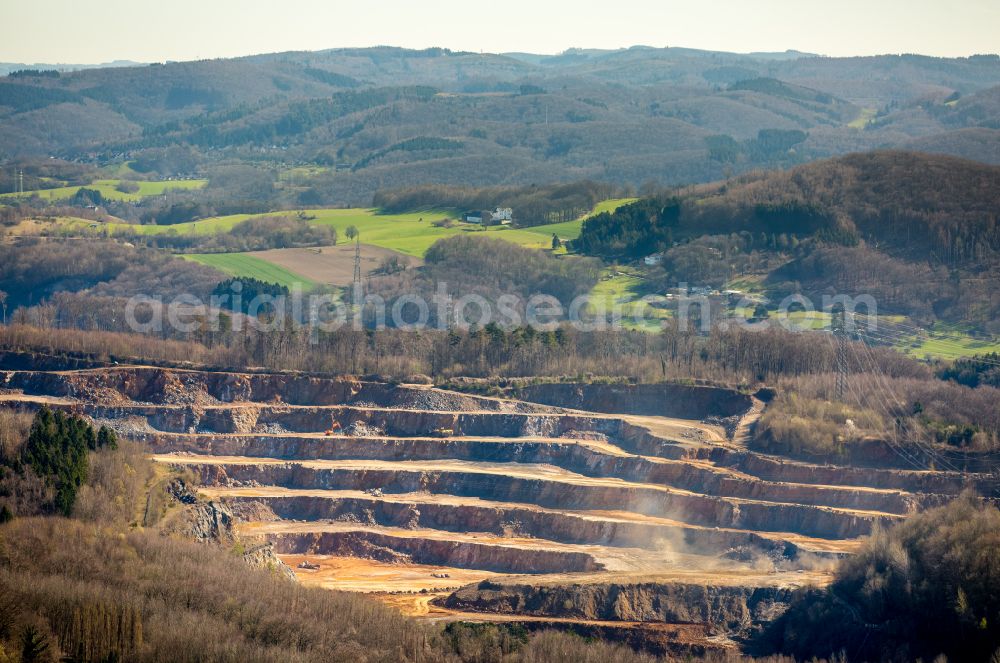 Aerial image Hagen - Quarry for the mining of Hohenlimburger Kalkwerke GmbH in the district Hohenlimburg in Hagen at Ruhrgebiet in the state North Rhine-Westphalia, Germany