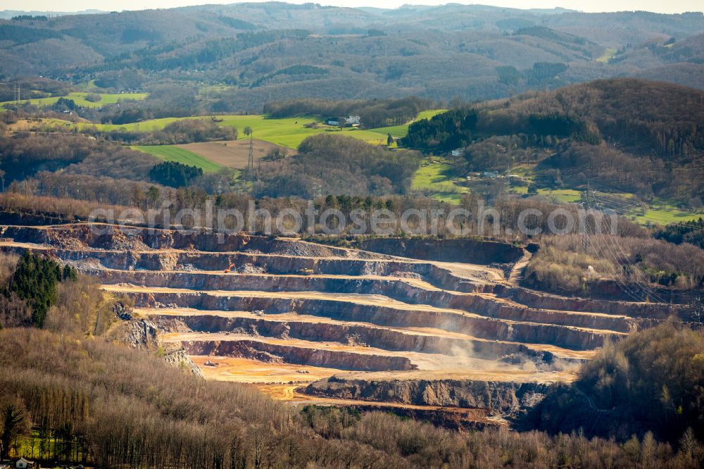 Hagen from above - Quarry for the mining of Hohenlimburger Kalkwerke GmbH in the district Hohenlimburg in Hagen at Ruhrgebiet in the state North Rhine-Westphalia, Germany