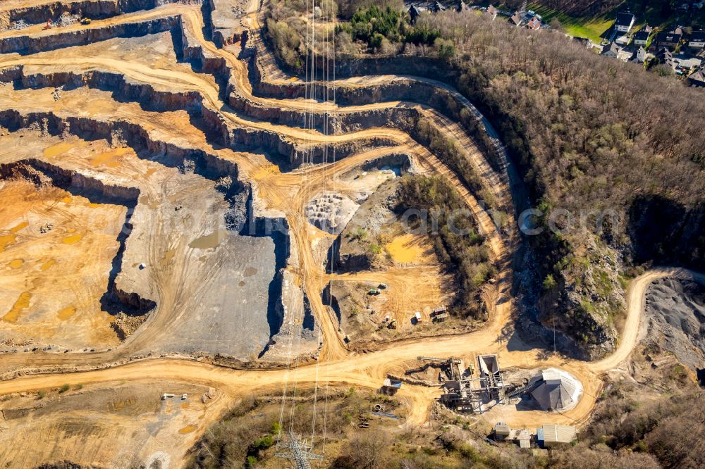 Aerial image Hagen - Quarry for the mining of Hohenlimburger Kalkwerke GmbH in the district Hohenlimburg in Hagen at Ruhrgebiet in the state North Rhine-Westphalia, Germany