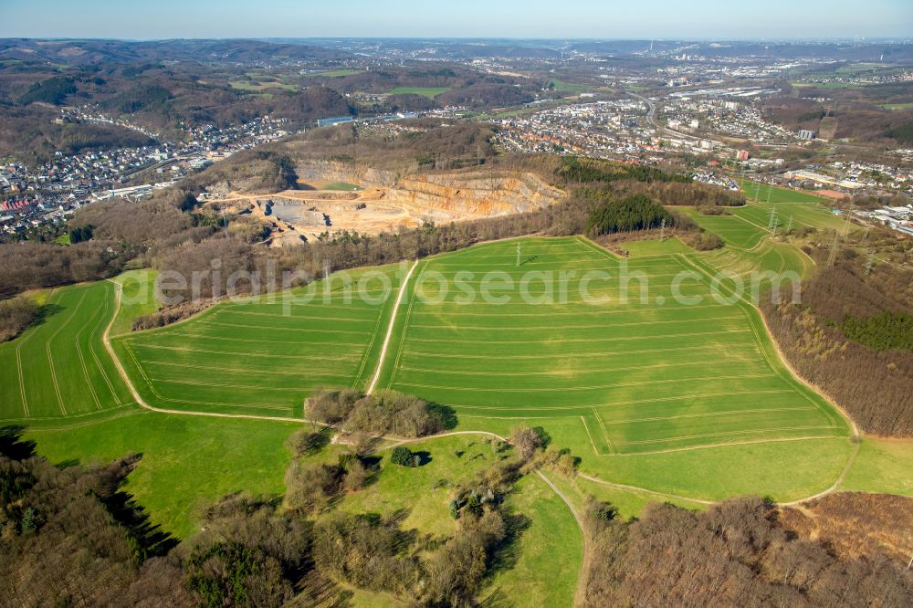 Hagen from above - Quarry for the mining of Hohenlimburger Kalkwerke GmbH in the district Hohenlimburg in Hagen at Ruhrgebiet in the state North Rhine-Westphalia, Germany