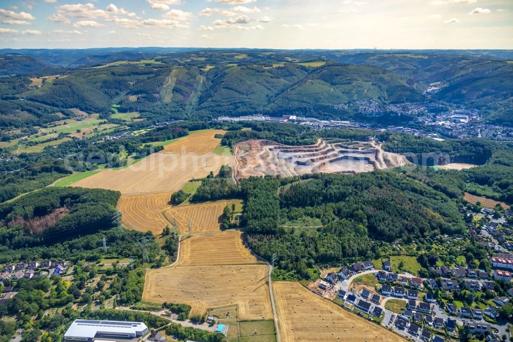 Hagen from the bird's eye view: Quarry for the mining of Hohenlimburger Kalkwerke GmbH in the district Hohenlimburg in Hagen in the state North Rhine-Westphalia, Germany