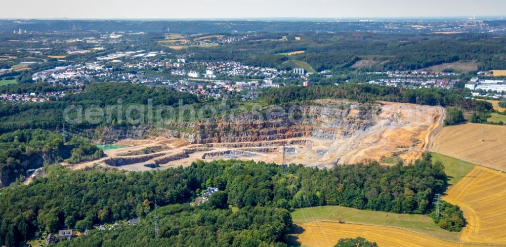 Aerial image Hagen - Quarry for the mining of Hohenlimburger Kalkwerke GmbH in the district Hohenlimburg in Hagen in the state North Rhine-Westphalia, Germany