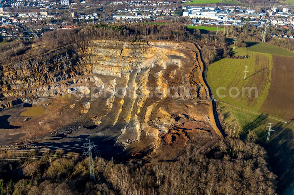 Aerial photograph Hagen - Quarry for the mining of Hohenlimburger Kalkwerke GmbH in the district Hohenlimburg in Hagen at Ruhrgebiet in the state North Rhine-Westphalia, Germany