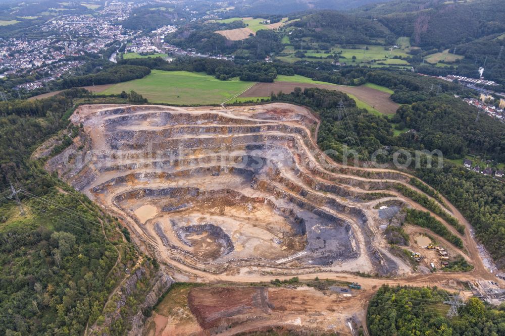 Hagen from above - Quarry for the mining of Hohenlimburger Kalkwerke GmbH in the district Hohenlimburg in Hagen at Ruhrgebiet in the state North Rhine-Westphalia, Germany