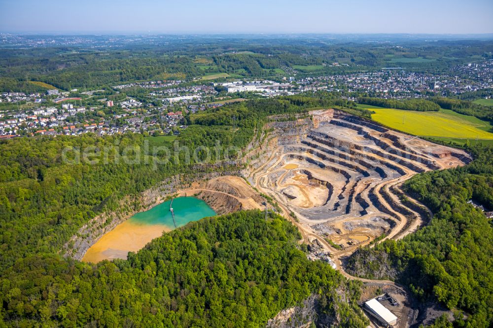 Aerial image Hagen - Quarry for the mining of Hohenlimburger Kalkwerke GmbH in the district Hohenlimburg in Hagen at Ruhrgebiet in the state North Rhine-Westphalia, Germany