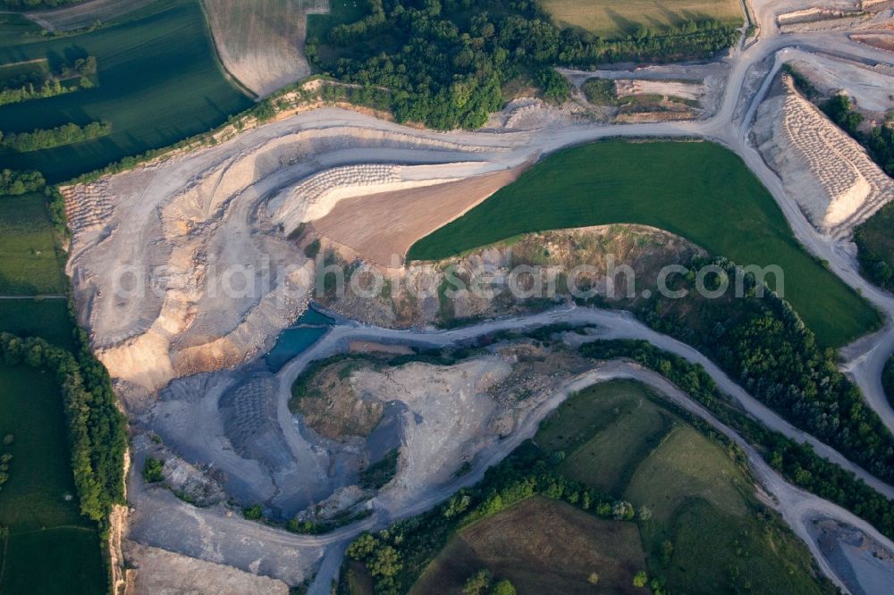 Aerial image Wiesloch - Stone quarry Nussloch to the dismantling and to the production of cement in Wiesloch in the federal state Baden-Wuerttemberg