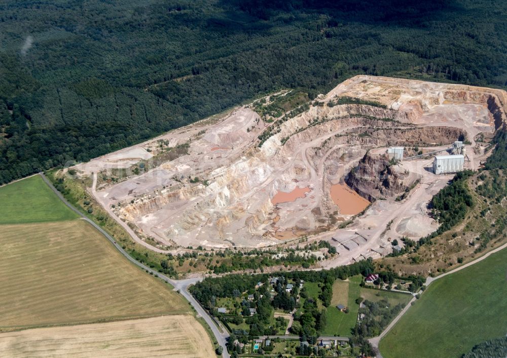 Wermsdorf from the bird's eye view: Quarry to der Papenburg AG in Wermsdorf in the state Saxony