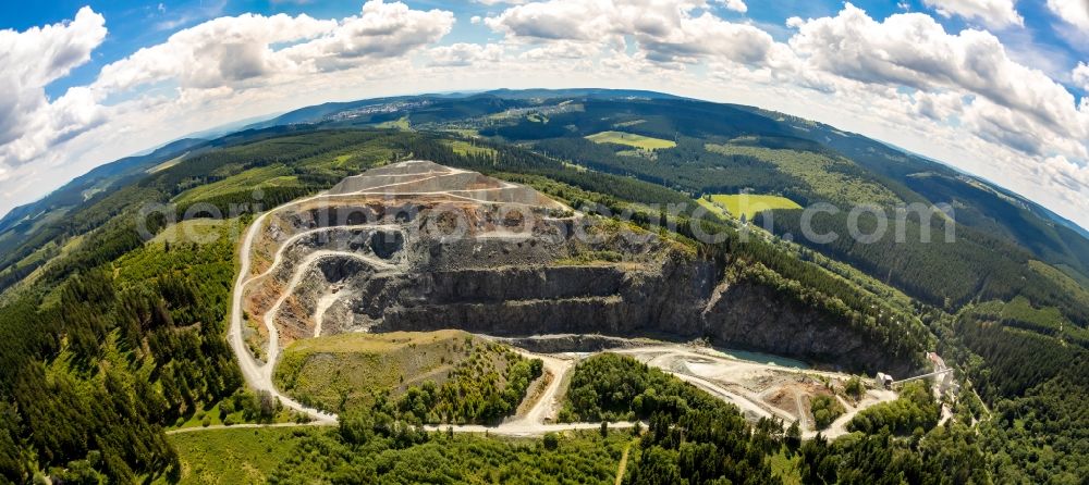 Aerial photograph Winterberg - Quarry for the mining and handling of basalt in the district Silbach in Winterberg in the state North Rhine-Westphalia, Germany