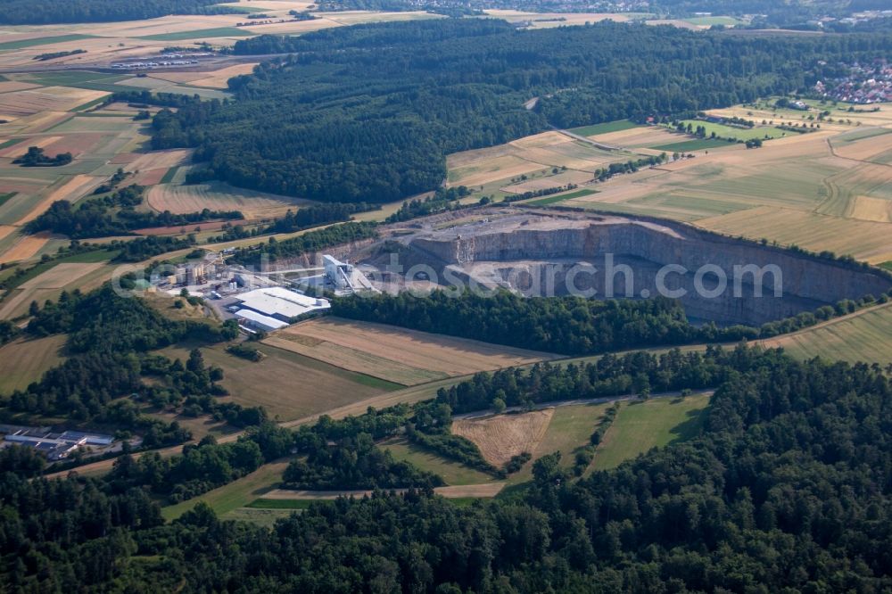 Heimsheim from above - Quarry for the mining and handling of limestone of Saint-Gobain Weber GmbH in Heimsheim in the state Baden-Wuerttemberg, Germany