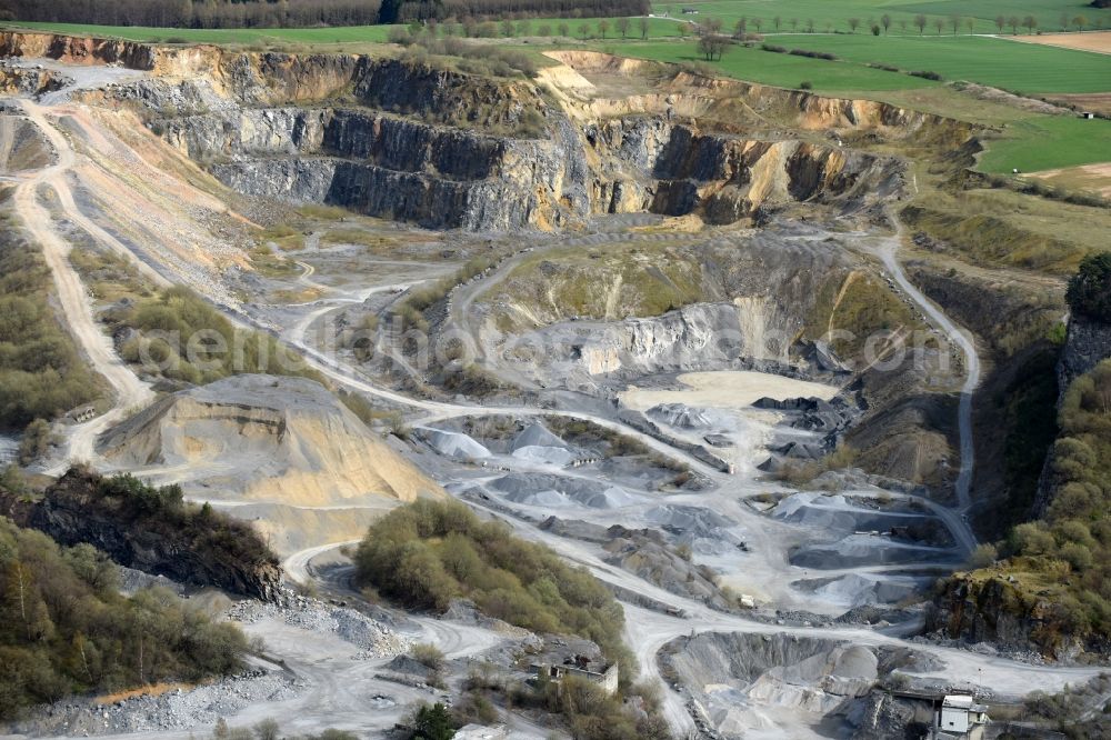 Aerial photograph Warstein - Quarry for the mining and handling of CALCIS Warstein on Rangetriftweg in Warstein in the state North Rhine-Westphalia