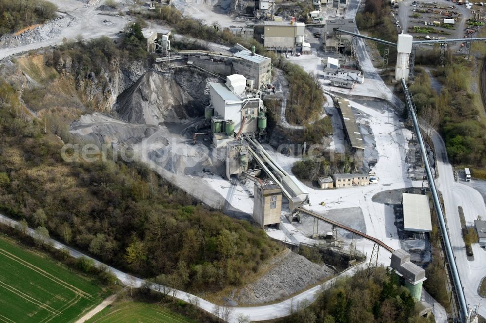 Aerial photograph Warstein - Quarry for the mining and handling of CALCIS Warstein on Rangetriftweg in Warstein in the state North Rhine-Westphalia