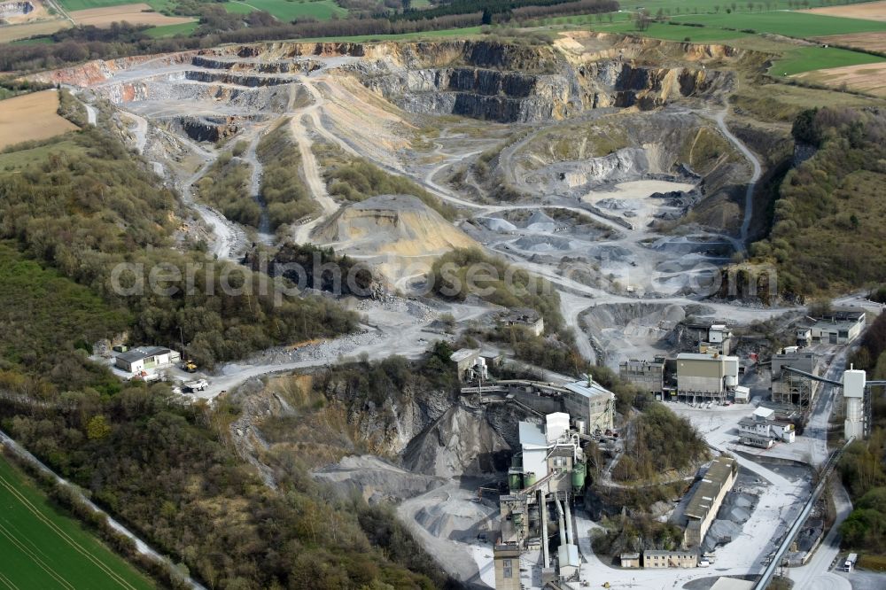 Warstein from above - Quarry for the mining and handling of CALCIS Warstein on Rangetriftweg in Warstein in the state North Rhine-Westphalia