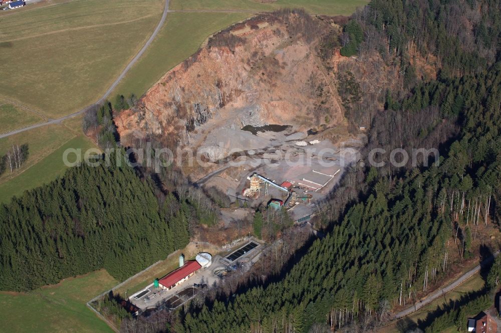 Aerial photograph Rickenbach - Quarry Wickartsmuehle for the mining and handling of gneiss, gravel and crushed stone in Rickenbach in the Black Forest in the state Baden-Wuerttemberg, Germany