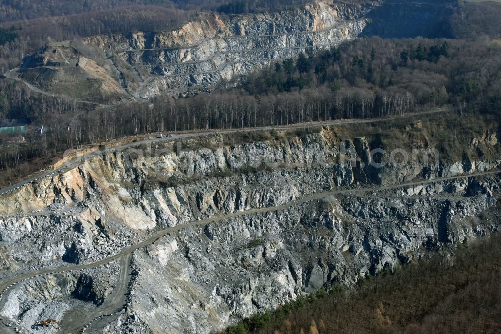 Aerial photograph Mühltal - Quarry for the mining and handling of Granit in Muehltal in the state Hesse