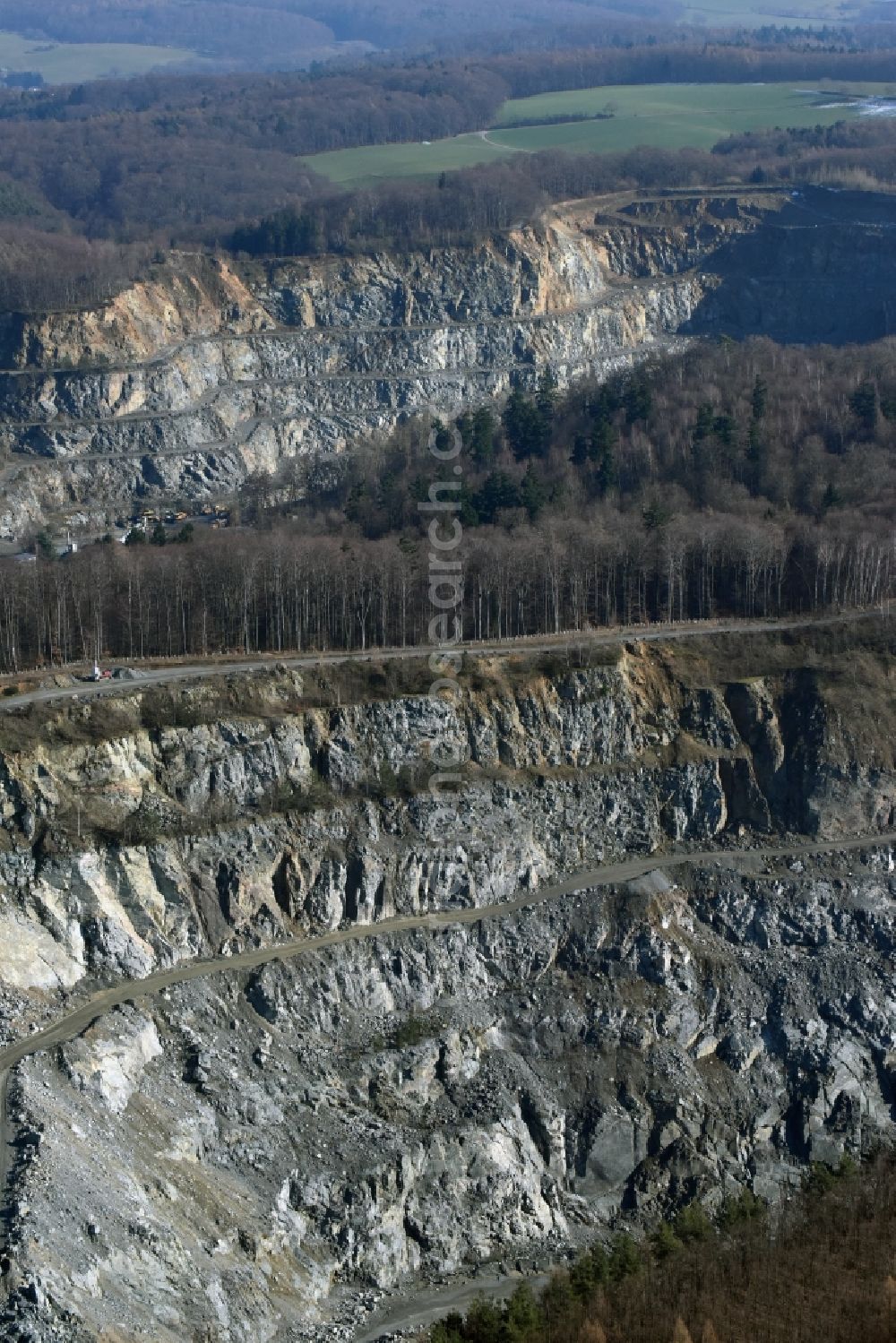 Mühltal from above - Quarry for the mining and handling of Granit in Muehltal in the state Hesse