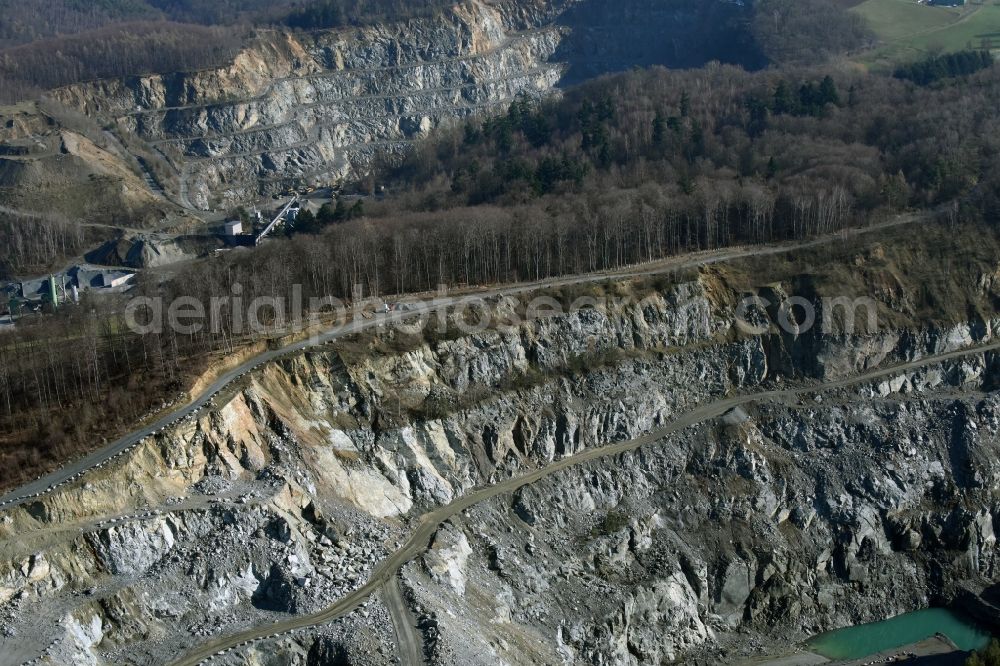 Aerial image Mühltal - Quarry for the mining and handling of Granit in Muehltal in the state Hesse