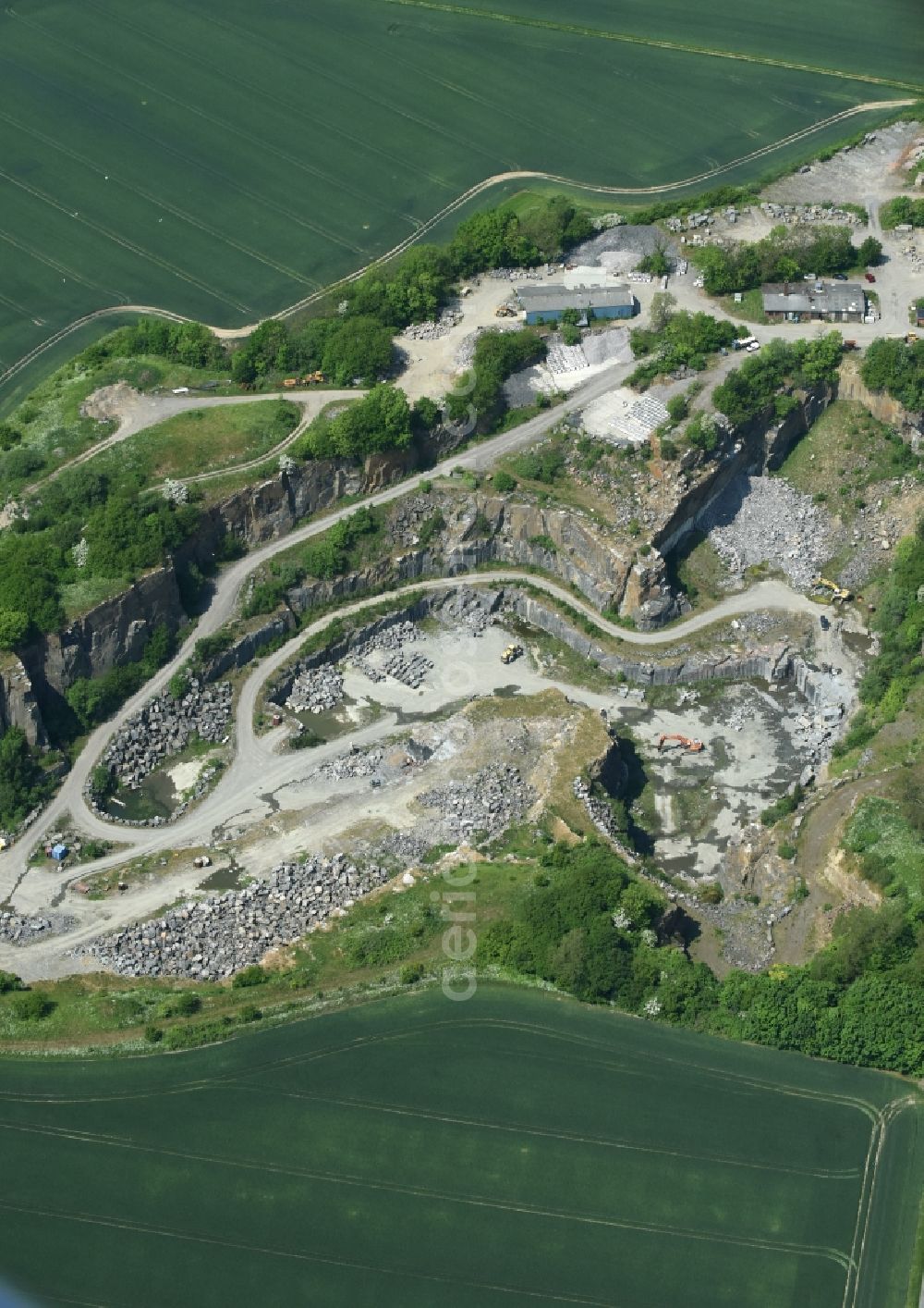 Ronne - Insel Bornholm from above - Quarry for the mining and handling of Granit in Ronne - Bornholm Island in Region Hovedstaden, Denmark