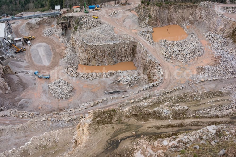 Seebach from the bird's eye view: Quarry for the mining and handling of Granit in Seebach in the state Baden-Wuerttemberg, Germany